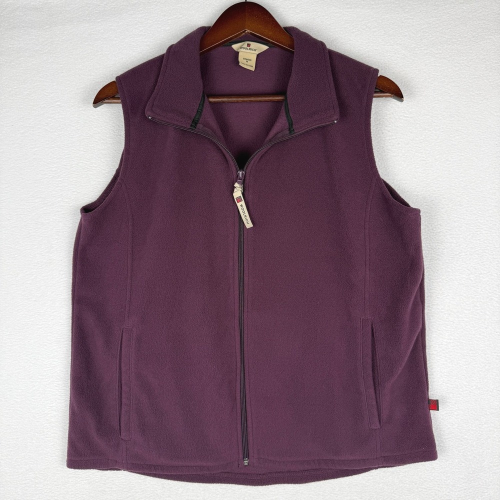 Woolrich Fleece Vest Womens M Dark Wineberry Full Zip Mock Neck 18011 Outdoors